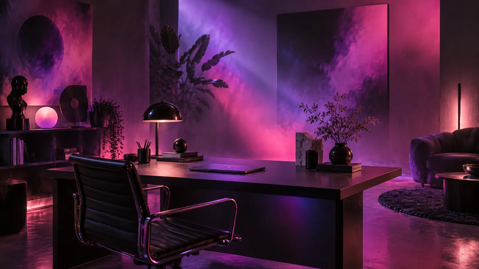 Mesa criativa com peças de design e identidade visual